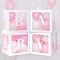 Baby Boxes for Baby Shower Decoration with 8 Letters and 36 Balloons 4pcs Clear Balloon Boxes BABY Blocks for Girls Birthday Party Decorations(Pink)